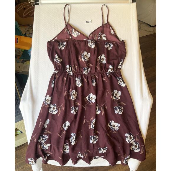 Xhilaration Women Dress L Plum Floral Wrap Dress Ruffle Sleeveless - Picture 6 of 10